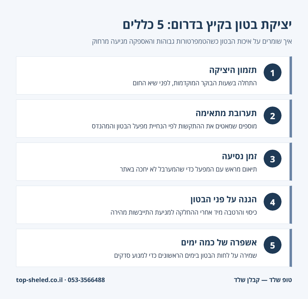 אינפוגרפיקה: 5 כללים ליציקת בטון בקיץ בדרום